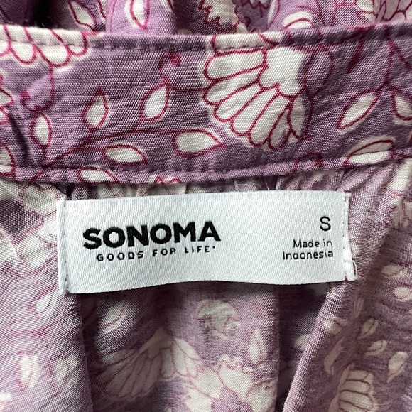 NWT | FLORAL RUFFLE HEM BOHO DRESS BUTTON FRONT TIE WAIST PURPLE | SIZE: SMALL - Picture 13 of 13